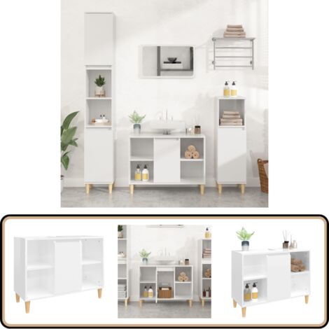 Waschbeckenunterschrank Hochglanz-Weiß 80x33x60cm Holzwerkstoff - Waschbeckenunterschrank - Badezimmermöbel - Eukalyptus - Holzwerkstoff - Weißer Küchenkasten