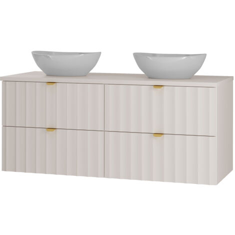 Waschbeckenunterschrank inkl. Waschbecken 120 cm breit in weiß matt AVOLA-140