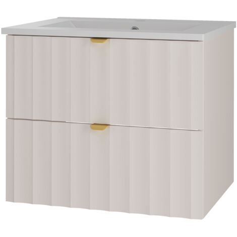 Waschbeckenunterschrank inkl. Waschbecken 60 cm breit in weiß matt AVOLA-140
