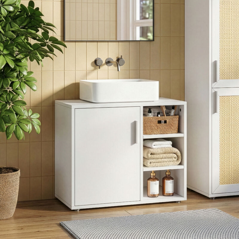 Waschbeckenunterschrank Kulaik 51x60x32 Cm Weiß [en.casa]