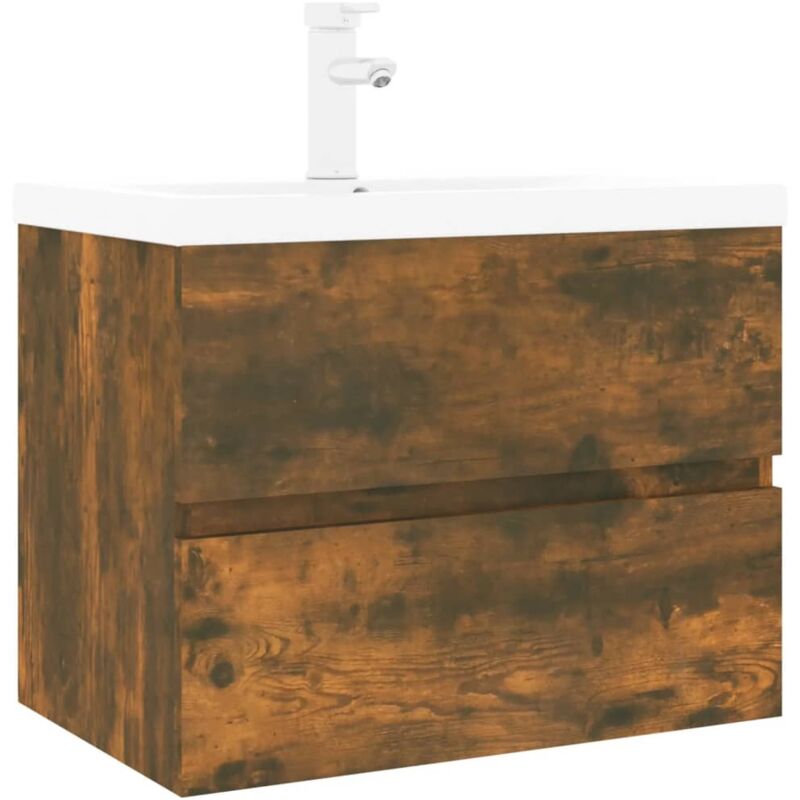 Vidaxl Waschbeckenschrank Mit Einbaubecken Räuchereiche Holzwerkstoff