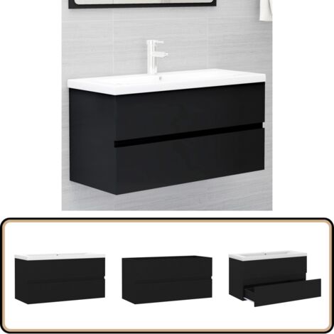 Waschbeckenunterschrank mit Einbaubecken Schwarz Holzwerkstoff - Waschbeckenunterschrank - Schlafzimmermöbel - Badezimmermöbel - Küchenmöbel - Möbel Online Kaufen