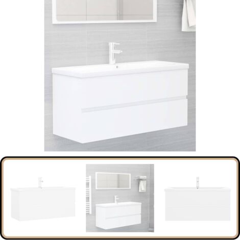 Waschbeckenunterschrank mit Einbaubecken Weiß Holzwerkstoff - Waschbeckenunterschrank - Holzwerkstoff Möbel - Badezimmermöbel - Einbauwaschbecken - Weißes Badezimmer