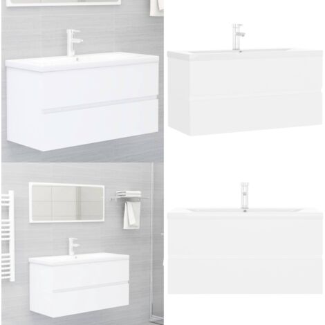 Waschbeckenunterschrank mit Einbaubecken Weiß Holzwerkstoff - Waschbeckenunterschrank - Holzwerkstoff Möbel - Badezimmermöbel - Küchenwäsche - Spülbecken - Home & Living