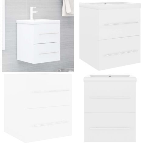 Waschbeckenunterschrank mit Einbaubecken Weiß Holzwerkstoff - Waschbeckenunterschrank - Holzwerkstoff Möbel - Badezimmermöbel - Spiegelschrank - Weißer Unterschrank - Home & Living