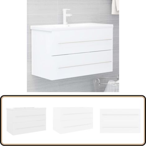 Waschbeckenunterschrank mit Einbaubecken Weiß Holzwerkstoff - Waschbeckenunterschrank - Holzwerkstoff Möbel - Badezimmermöbel - Weißer Waschtisch - Einbauwaschbecken