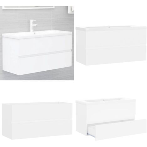 Waschbeckenunterschrank mit Einbaubecken Weiß Holzwerkstoff - Waschbeckenunterschrank - Holzwerkstoff Möbel - Badezimmermöbel - Weißer Waschtisch - Einbauwaschbecken - Home & Living