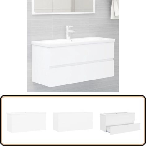 Waschbeckenunterschrank mit Einbaubecken Weiß Holzwerkstoff - Waschbeckenunterschrank - Holzwerkstoff Möbel - Weißer Küchenkasten - Badezimmerschränke - Küchenwäsche