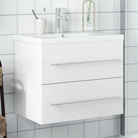 Waschbeckenunterschrank mit integriertem Becken in Weiß