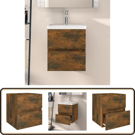 Waschbeckenunterschrank Räuchereiche 41x38,5x45cm Holzwerkstoff - Waschbeckenunterschrank - Badezimmermöbel - Badeschränke - Holzwerkstoffschrank - Wandhängeschrank