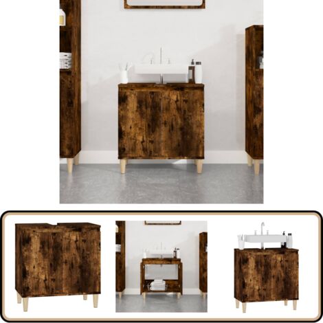 Waschbeckenunterschrank Räuchereiche 58x33x60 cm Holzwerkstoff - Waschtischunterschrank - Badezimmermöbel - Holzmöbel - Eichenfarben - Unterschrank