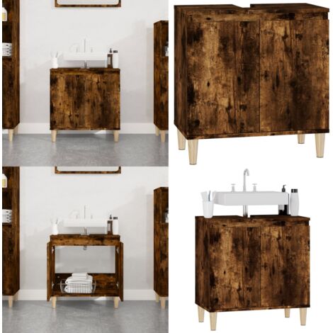 Waschbeckenunterschrank Räuchereiche 58x33x60 cm Holzwerkstoff - Waschtischunterschrank - Badezimmermöbel - Holzmöbel - Eichenfarben - Unterschrank - Home & Living