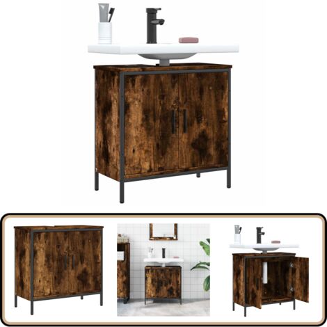 Waschbeckenunterschrank Räuchereiche 60x30x60 cm Holzwerkstoff - Badezimmermöbel - Waschbeckenunterschrank - Holzschrank - Unterschrank - Spiegelschrank