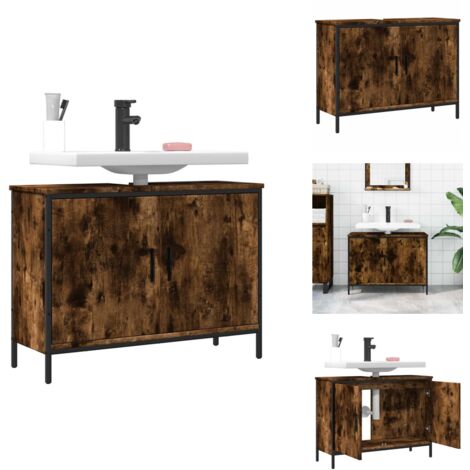 Waschbeckenunterschrank Räuchereiche 80x30x60 cm Holzwerkstoff - Badezimmermöbel - Holzschrank - Unterschrank - Waschbeckenunterschrank - Spiegelschrank