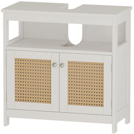 Waschbeckenunterschrank Rosario, Weiß, 60 x 60 cm mit 2 Türen und offenem Fach, Vicco
