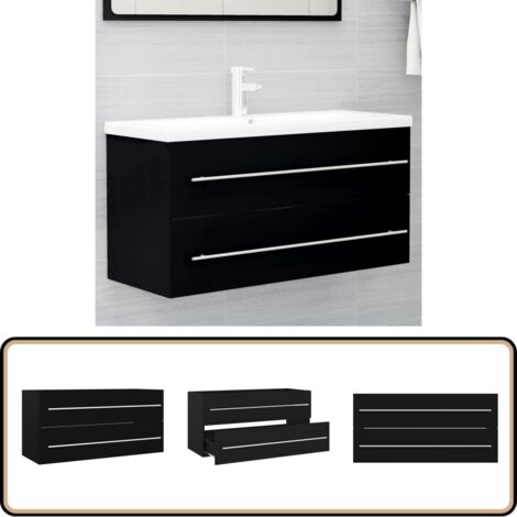 Waschbeckenunterschrank Schwarz 100x38,5x48 cm Holzwerkstoff - Waschtischschrank - Badezimmermöbel - Holzschränk - Unterschrank - Schwarz