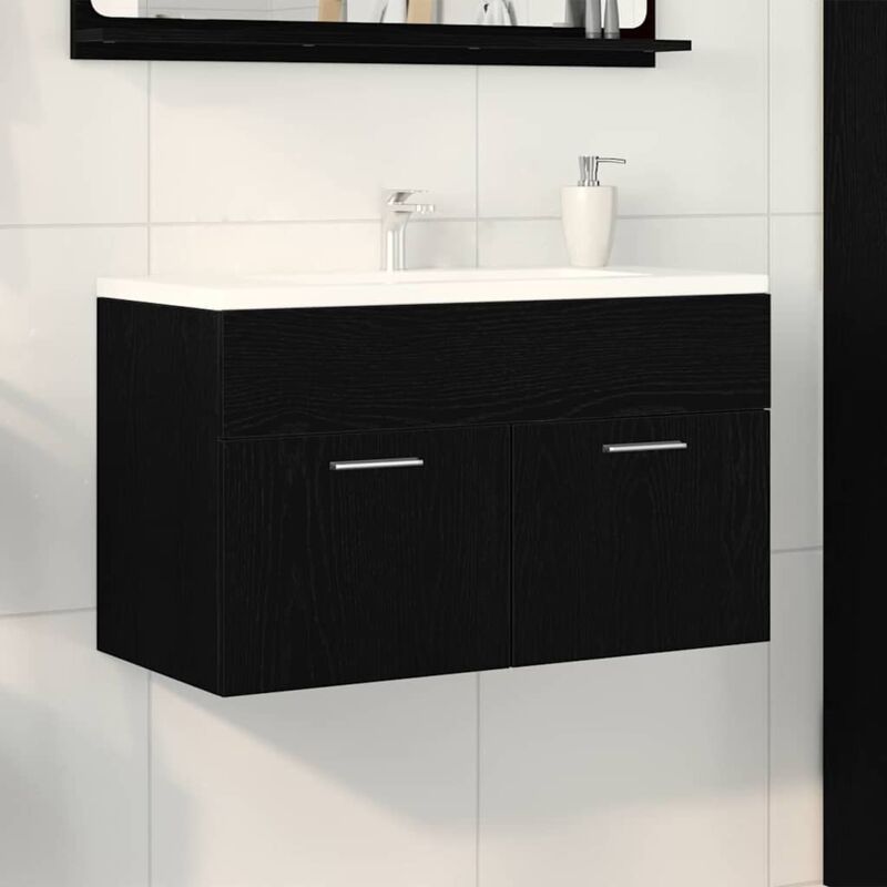 Badezimmer-waschtischschrank In Schwarz-eiche 80x38, 5x46 Cm Aus Holzwerkstoff Vidaxl