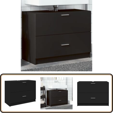 Waschbeckenunterschrank Schwarz 78x37x59 cm Holzwerkstoff - Waschtischunterschrank - Badezimmermöbel - Holzwerkstoff - Schwarzer Badschrank - Spiegelschrank