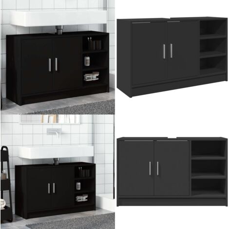 Waschbeckenunterschrank Schwarz 90x29x55 cm Holzwerkstoff - Holzwerkstoff - Badezimmer