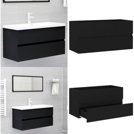 Waschbeckenunterschrank Schwarz 90x38,5x45 cm Holzwerkstoff - Waschtischschrank - Badezimmermöbel - Holzwerkstoffschrank - Schwarzer Schrank - Unterschrank - Home & Living