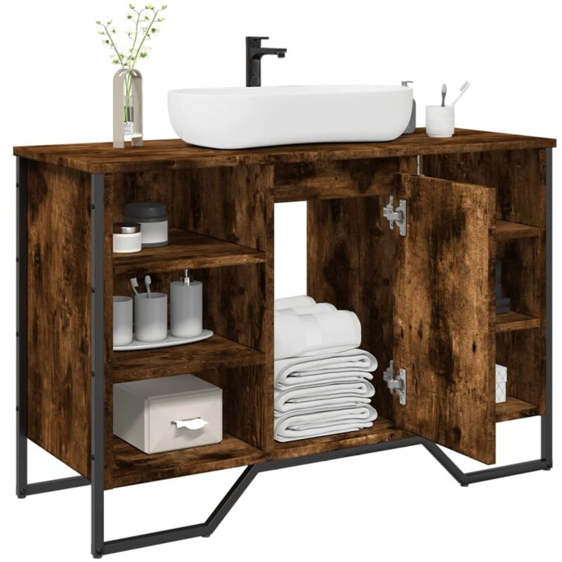 Vidaxl - Waschbeckenunterschrank Räuchereiche 91x35x60 Cm Holzwerkstoff