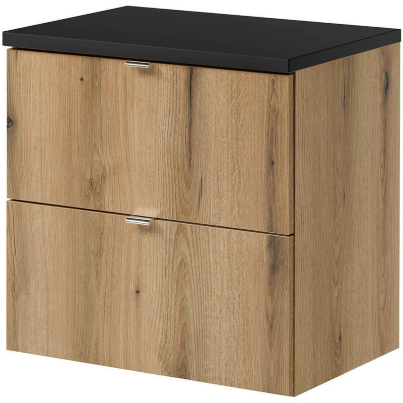 Waschbeckenunterschrank Skelbolu 60x60x40cm Eichenoptik/schwarz [en.casa]