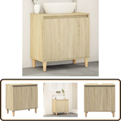 Waschbeckenunterschrank Sonoma-Eiche 58x33x60 cm Holzwerkstoff - Badezimmermöbel - Schreibtisch - Kommode - Regal - Wohnzimmermöbel