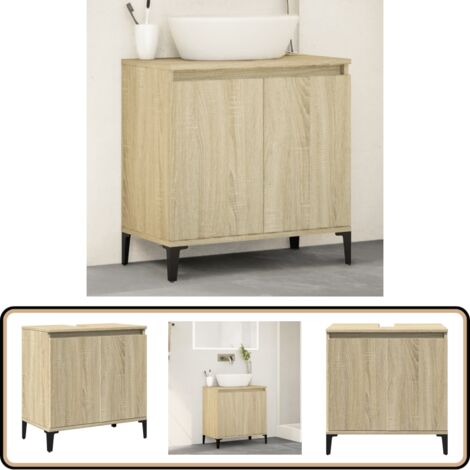 Waschbeckenunterschrank Sonoma-Eiche 58x33x60 cm Holzwerkstoff - Waschtisch Schublade - Badezimmermöbel - Holzschubladen - Unterschrank - Badeschränke