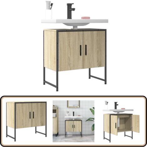 Waschbeckenunterschrank Sonoma-Eiche 60x33x60 cm Holzwerkstoff - Badezimmermöbel - Waschbeckenunterschrank - Holzschrank - Unterschrank - Sonoma-Eiche