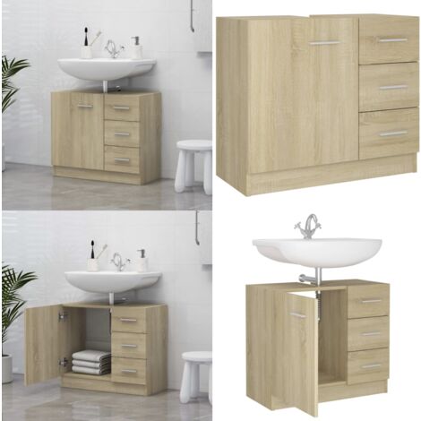 Waschbeckenunterschrank Sonoma-Eiche 63x30x54 cm Holzwerkstoff - Badezimmerschrank -  Badezimmerschränke - Home & Living