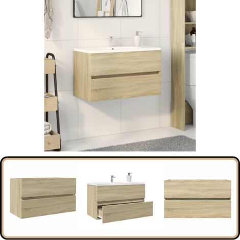 Waschbeckenunterschrank Sonoma-Eiche 80x38,5x45cm Holzwerkstoff - Waschbeckenunterschrank - Badezimmermöbel - Holzwerkstoff - Sonoma Eiche - Spiegelschrank