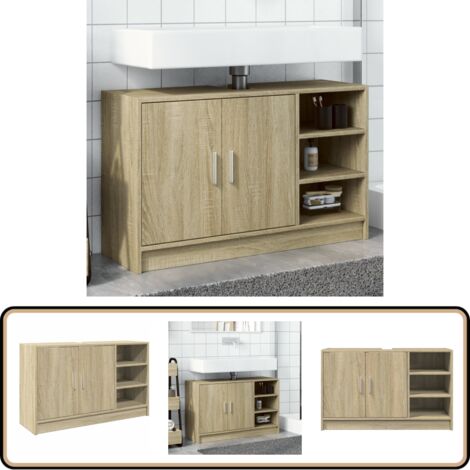 Waschbeckenunterschrank Sonoma-Eiche 90x29x55 cm Holzwerkstoff - Waschtischunterschrank - Badezimmermöbel - Holzwerkstoff - Sonoma-Eiche - Badschränkchen