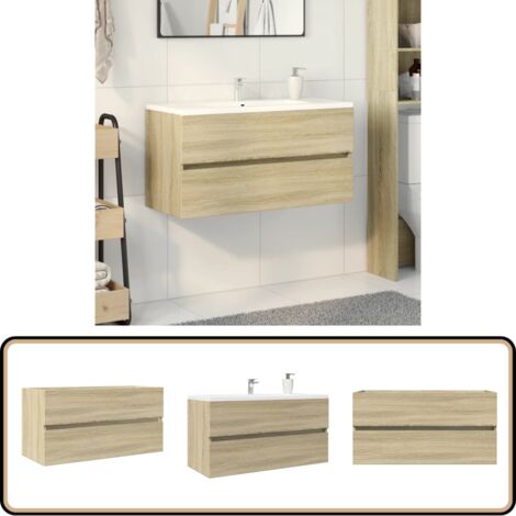 Waschbeckenunterschrank Sonoma-Eiche 90x38,5x45cm Holzwerkstoff - Waschbeckenunterschrank - Badezimmermöbel - Holzwerkstoff - Sonoma-Eiche - Spiegelschrank
