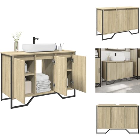 Waschbeckenunterschrank Sonoma-Eiche 91x35x60 cm Holzwerkstoff - Waschbeckenschrank - Waschbeckenschränke - Waschtisch - Waschtischunterschrank