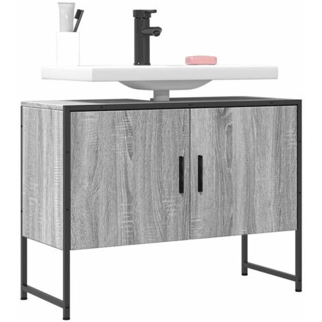 Waschbeckenunterschrank Sonoma Grau aus Spanplatten