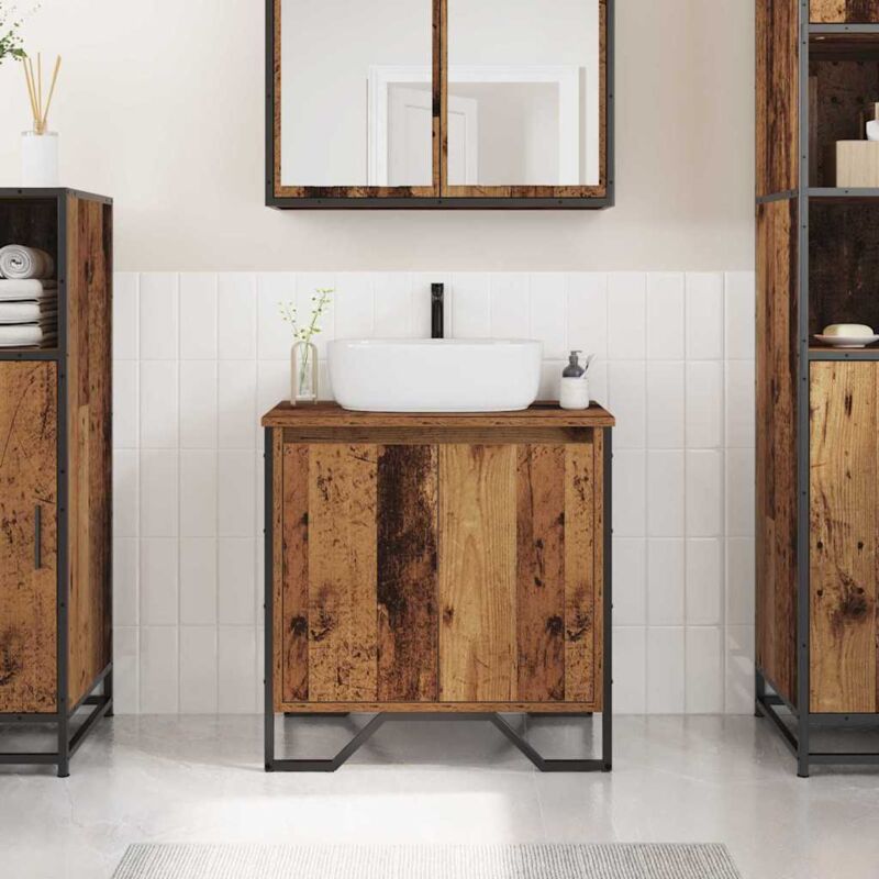 Badezimmerschrank Altes Holz 60x35x50 Cm Vidaxl
