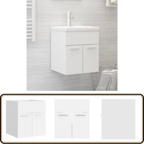 Waschbeckenunterschrank Weiß 41x38,5x46 cm Holzwerkstoff - Waschtischunterschrank - Badezimmermöbel - Holzwerkstoffschrank - Weißer Schrank - Aufbewahrungsschrank
