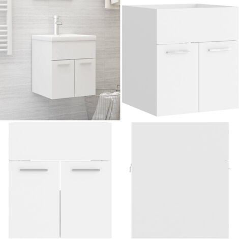 Waschbeckenunterschrank Weiß 41x38,5x46 cm Holzwerkstoff - Waschtischunterschrank - Badezimmermöbel - Holzwerkstoffschrank - Weißer Schrank - Aufbewahrungsschrank - Home & Living