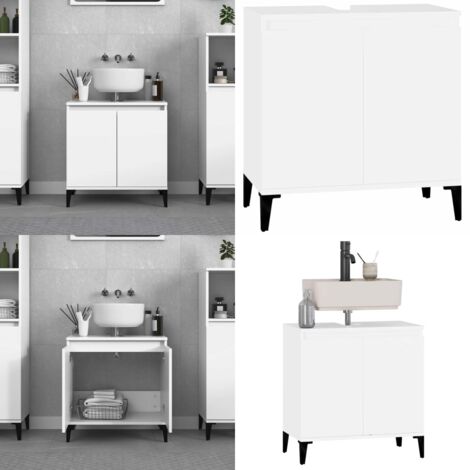 Waschbeckenunterschrank Weiß 58x33x60 cm Holzwerkstoff - Waschtisch - Badezimmermöbel - Schubladen - Spiegelschrank - Badeschränke - Home & Living