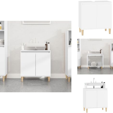 Waschbeckenunterschrank Weiß 58x33x60 cm Holzwerkstoff - Waschtisch Unterschrank - Badezimmermöbel - Schubladenbadschrank - Weißer Kleiderschrank - Holzschreibtisch
