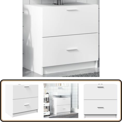 Waschbeckenunterschrank Weiß 59x37x59 cm Holzwerkstoff - Waschtischunterschrank - Badezimmermöbel - Holzwerkstoff - Weißer Badschrank - Spiegelschrank