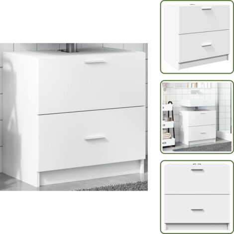 Waschbeckenunterschrank Weiß 59x37x59 cm Holzwerkstoff - Waschtischunterschrank - Badezimmermöbel - Holzwerkstoff - Weißer Badschrank - Spiegelschrank
