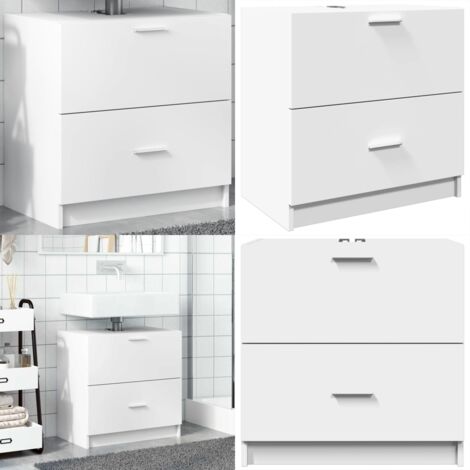 Waschbeckenunterschrank Weiß 59x37x59 cm Holzwerkstoff - Waschtischunterschrank - Badezimmermöbel - Holzwerkstoff - Weißer Badschrank - Spiegelschrank - Home & Living