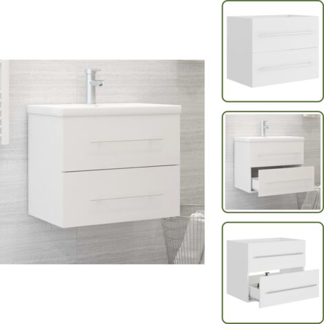 Waschbeckenunterschrank Weiß 60x38,5x48 cm Holzwerkstoff - Waschtischschrank - Badezimmermöbel - Holzwerkstoffschrank - Weißer Schrank - Unterschrank