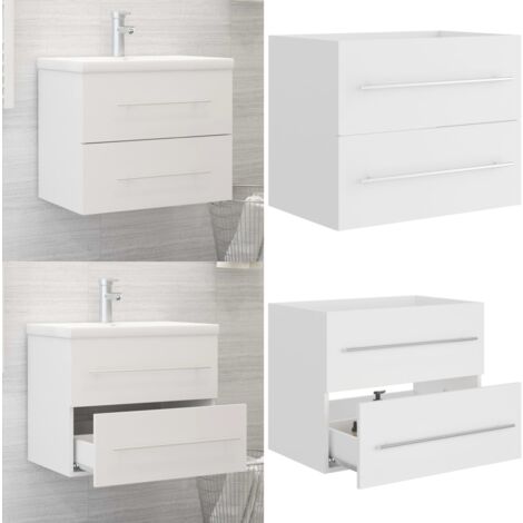 Waschbeckenunterschrank Weiß 60x38,5x48 cm Holzwerkstoff - Waschtischschrank - Badezimmermöbel - Holzwerkstoffschrank - Weißer Schrank - Unterschrank - Home & Living