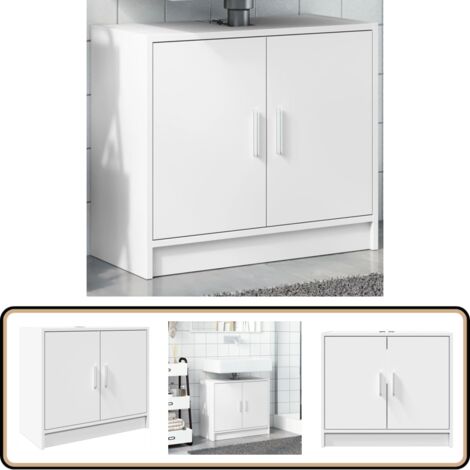 Waschbeckenunterschrank Weiß 63x29x55 cm Holzwerkstoff - Waschtischunterschrank - Badezimmermöbel - Holzwerkstoff Schrank - Weißer Badschrank - Spiegelschrank