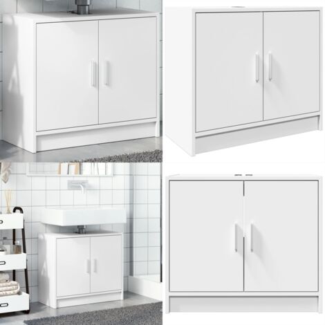Waschbeckenunterschrank Weiß 63x29x55 cm Holzwerkstoff - Waschtischunterschrank - Badezimmermöbel - Holzwerkstoff Schrank - Weißer Badschrank - Spiegelschrank - Home & Living