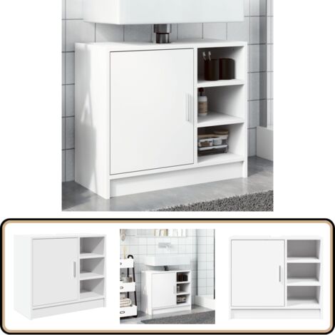 Waschbeckenunterschrank Weiß 63x29x55 cm Holzwerkstoff - Waschtischunterschrank - Badezimmermöbel - Holzwerkstoff - Weißer Schrank - Aufbewahrungsschrank