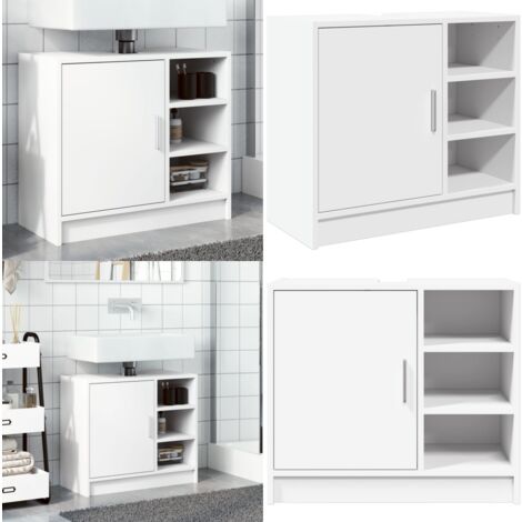 Waschbeckenunterschrank Weiß 63x29x55 cm Holzwerkstoff - Waschtischunterschrank - Badezimmermöbel - Holzwerkstoff - Weißer Schrank - Aufbewahrungsschrank - Home & Living