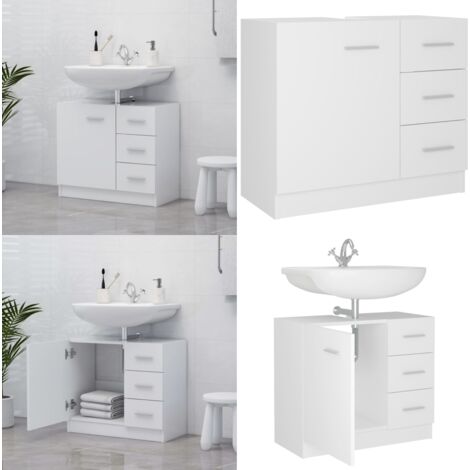 Waschbeckenunterschrank Weiß 63x30x54 cm Holzwerkstoff - Waschtischschrank - Badezimmermöbel - Holzwerkstoff - Weißer Schrank - Unterschrank - Home & Living